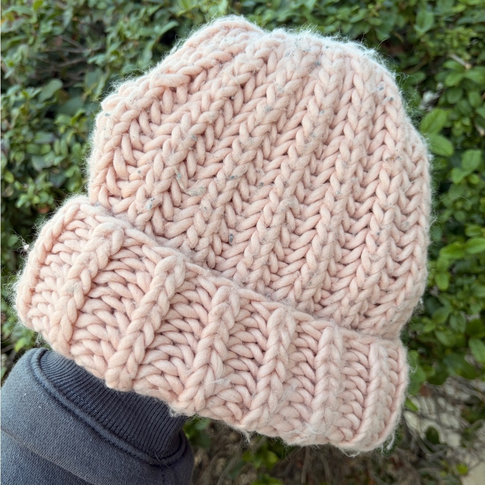 Cherry blossom pink thick knitted winter beanie cold weather accessories